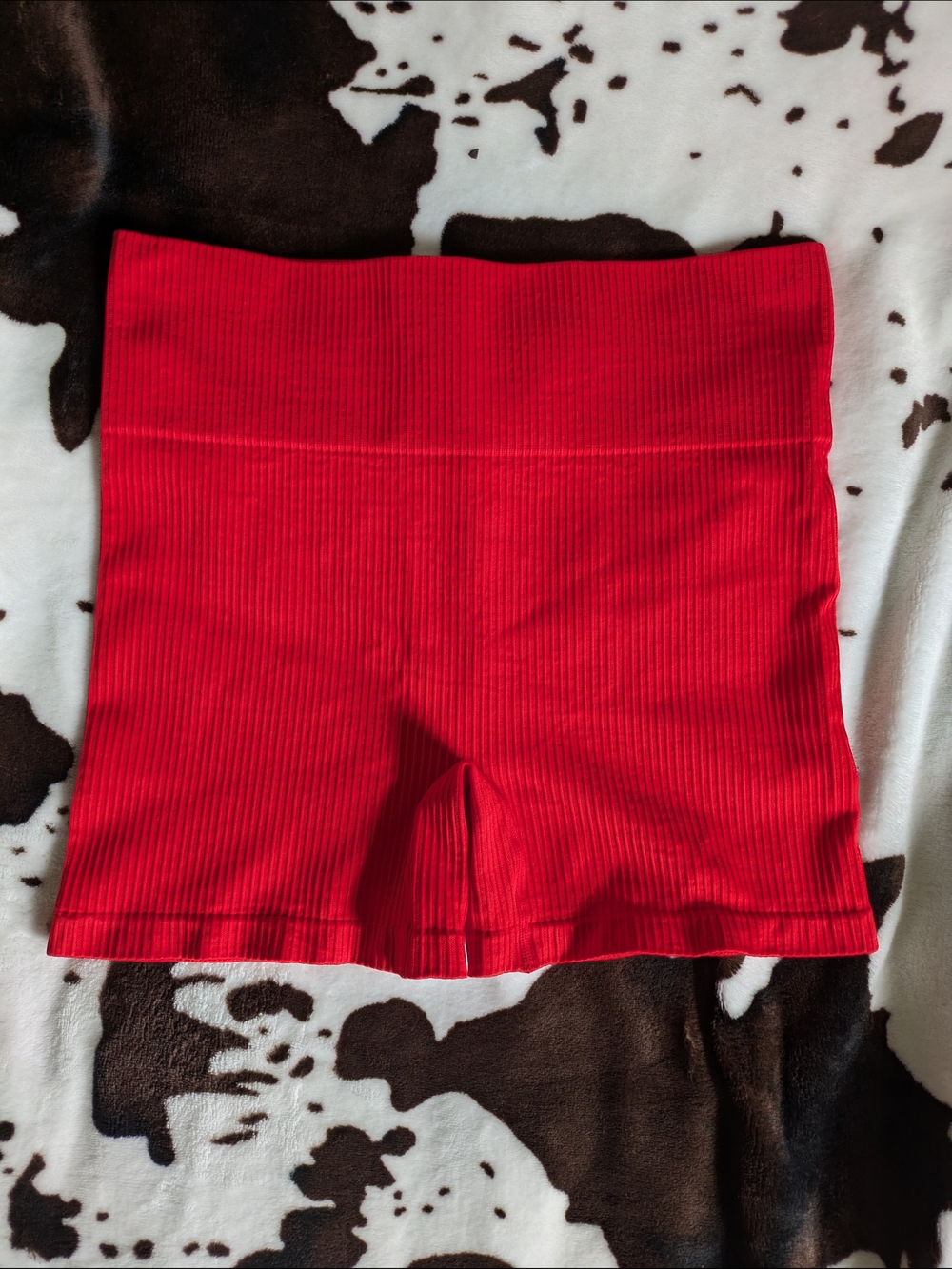 Zyia Active Red Ribbed High-Waist Athletic Bike Shorts